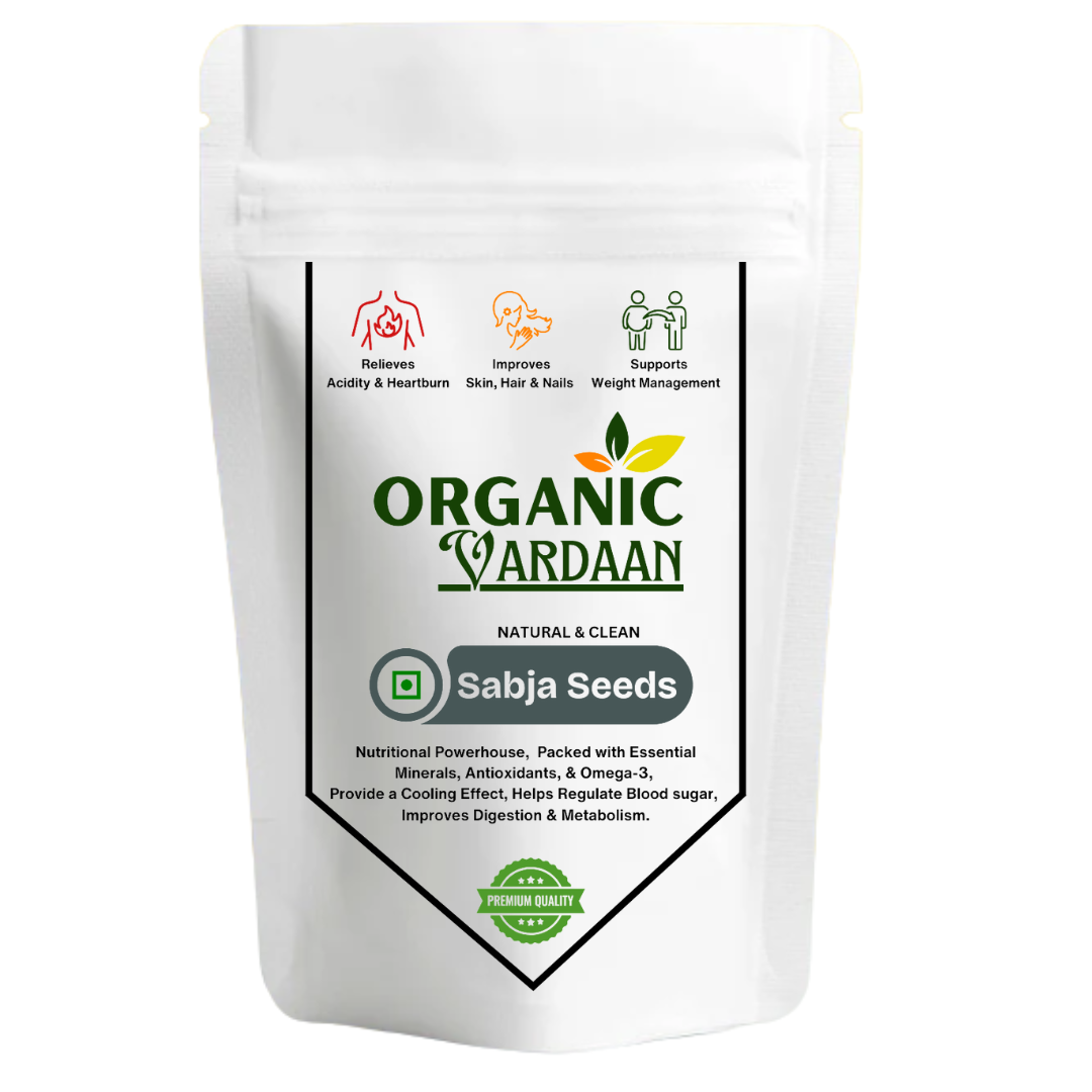 Organic Vardaan - Sabja Seeds | 100% Clean Seeds for Eating | Helps In Weight Management | Rich in Calcium, Protein & Fiber, Omega 3 and Antioxidant | Promotes Healthy Skin & Hair