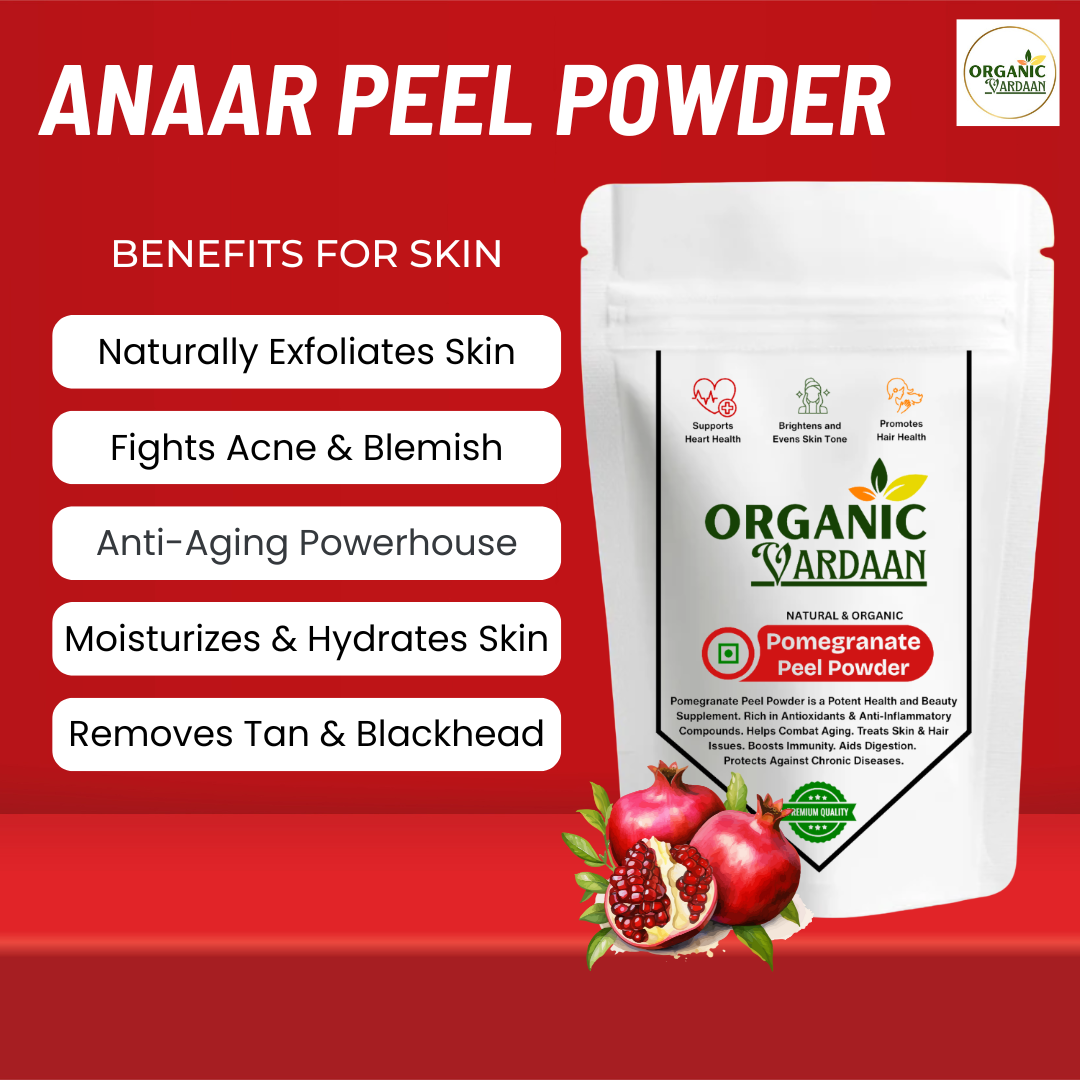 Organic Vardaan- Pomegranate Peel Powder | Fights Acne and Blemishes | Natural Exfoliant | Soothes and Hydrates | Supports Cardiovascular Health - Image 2
