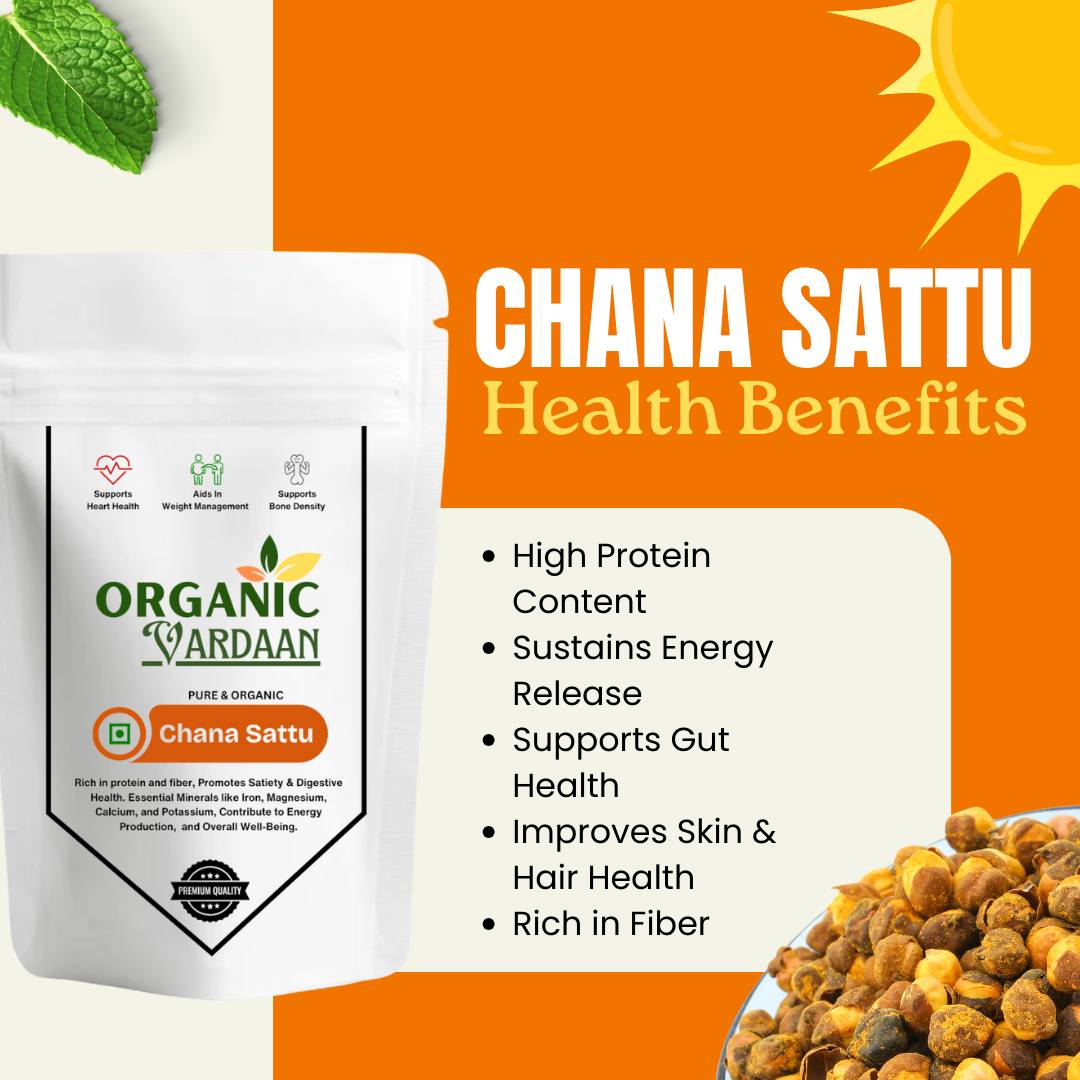 Organic Vardaan - Chana Sattu | High Fiber| Roasted Bengal Gram Atta | Naturally Gluten Free | Nutrient-Dense | Lower cholesterol |100% Natural & Whole Grain | Pack Of 2 - Image 2