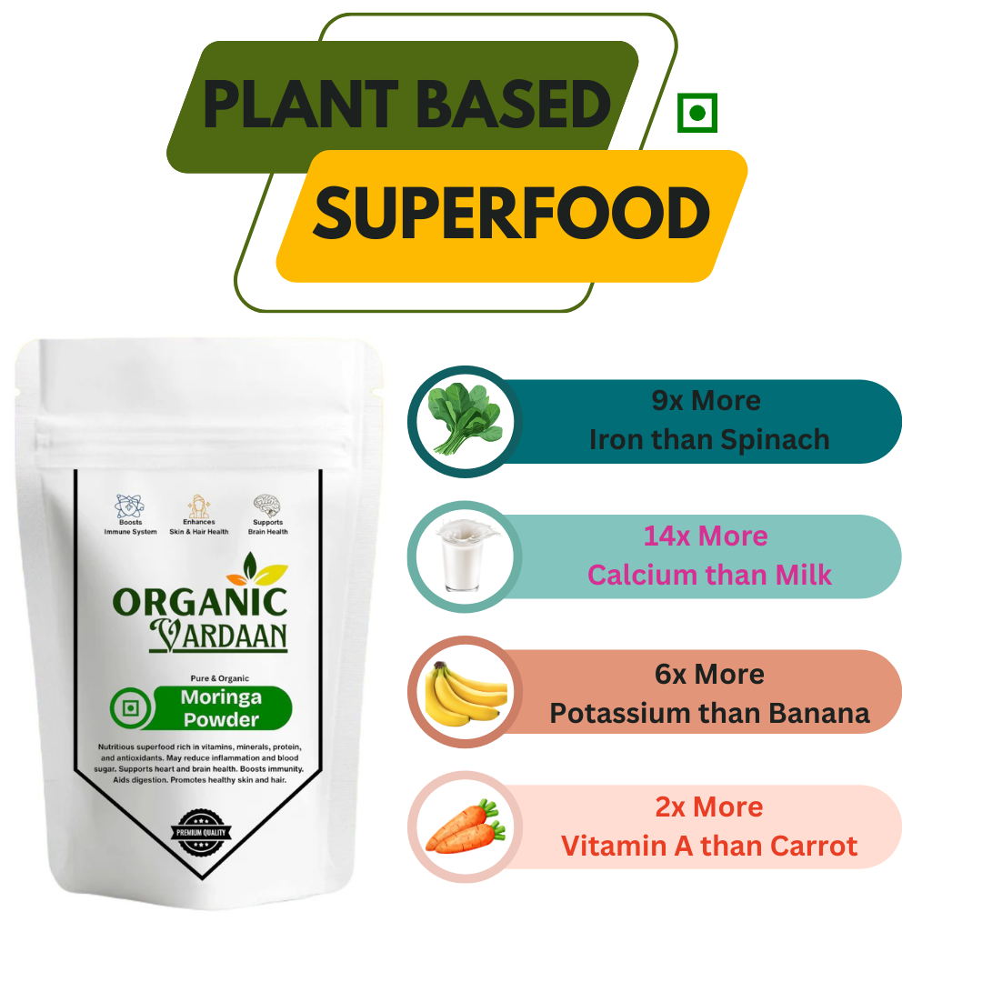 Organic Vardaan- Moringa Powder | Essential Nutrition Superfood | Naturally Boost Energy Levels | Improves Stamina & Vitality | Rich in Vitamins & Minerals | Good for Digestion, Skincare & Haircare - Image 2