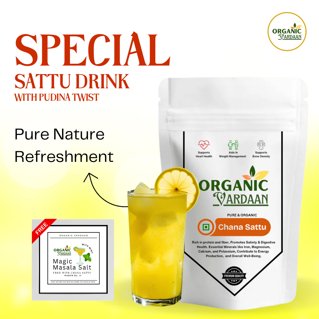 Organic Vardaan - Chana Sattu | High Fiber| Roasted Bengal Gram Atta | Naturally Gluten Free | Nutrient-Dense | Lower cholesterol |100% Natural & Whole Grain | Pack Of 2 - Image 3