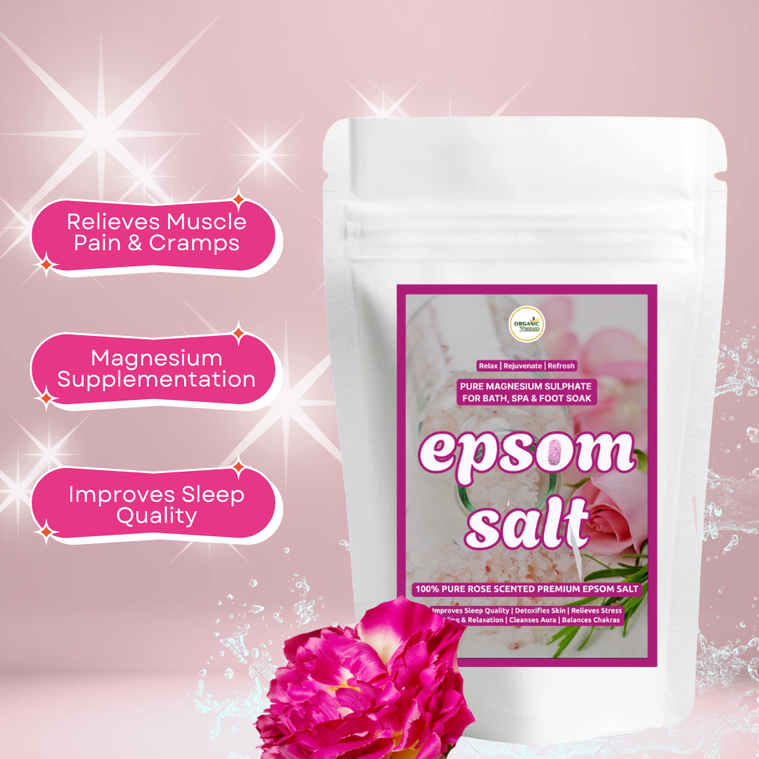 Organic Vardaan - Epsom Salt Combo | For Stress Relief, Muscle Relaxation & Skin Softening | Pure Magnesium Sulphate for Bath, Spa & Foot Soak | Lavender & Rose (Pack of 2) - Image 3