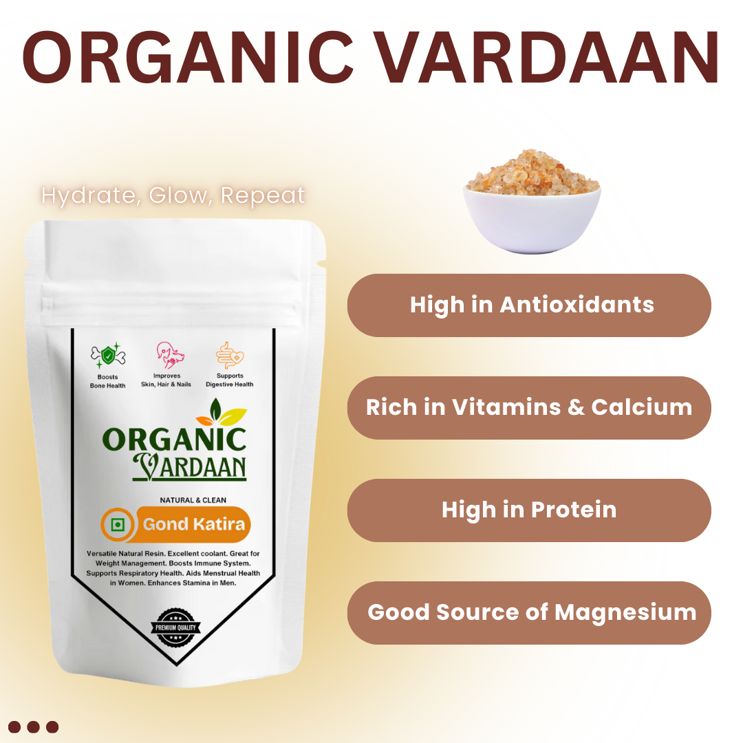 Organic Vardaan- Gond Katira Pure| Tragacanth Gum | Helps in Body Cooling | Regulates Digestion | Super Food | Natural Cooling Herb for Laddus, Sharbats, Falooda & Ayurvedic Wellness - Image 4